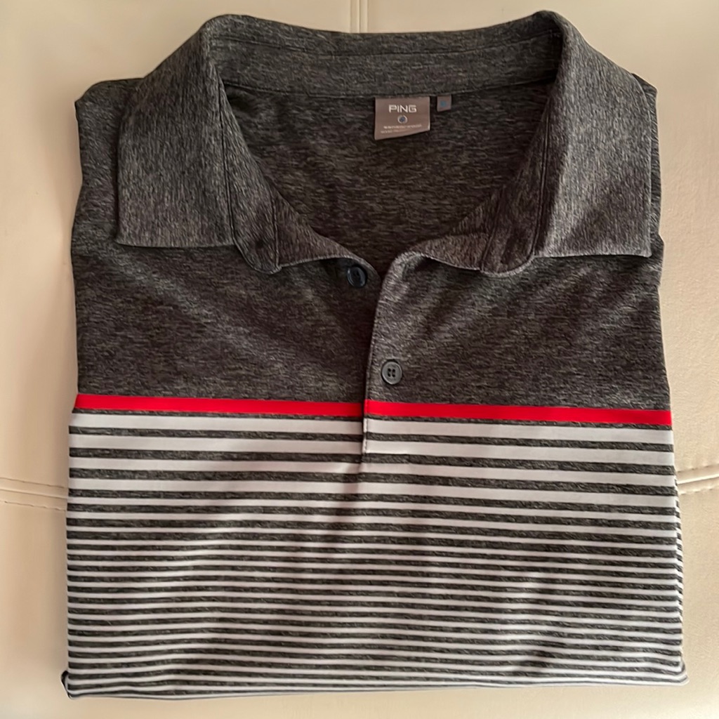 Ping Gray And Red Mens Short Sleeve Golf Polo Size  Xl